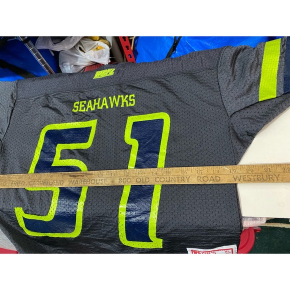 Seattle Seahawks Jersey Youth XL #51 Short Sleeve Football Gray and Green - Picture 3 of 9